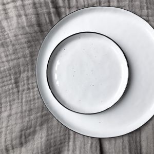 Two stacked white plates